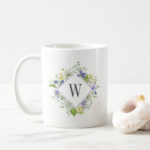 Nature Walk Wildflowers with Custom Monogram Coffee Mug