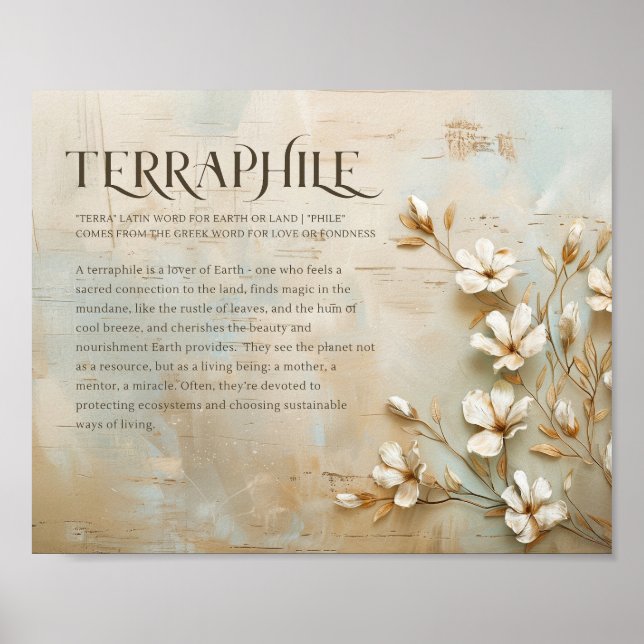 Nature Wall Art, Rustic Decor, Terraphile Meaning Poster (Front)