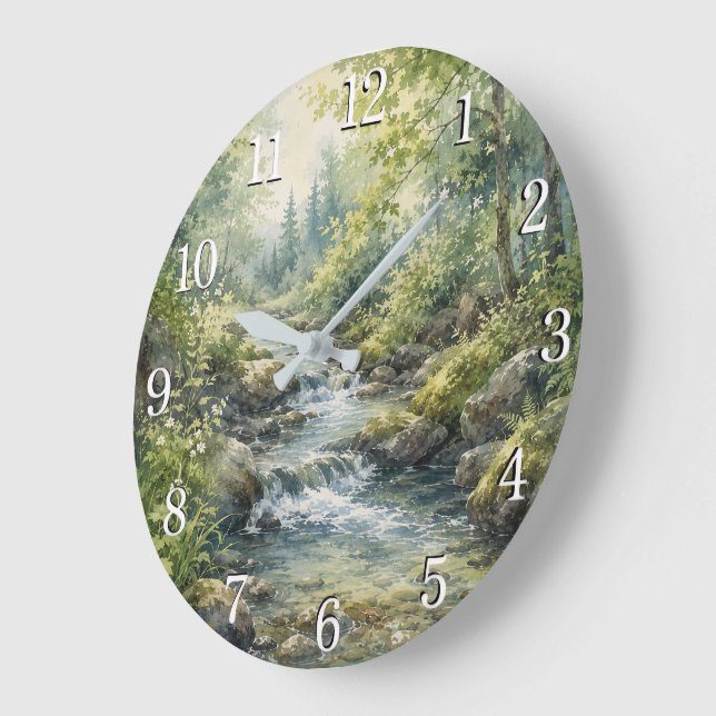 Nature Wall Clock — Botanical & Landscape Design (Angle)