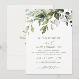 Nature Wedding Botanical Greenery Watercolor Invitation