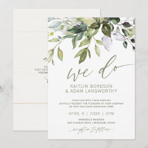 Nature Wedding Botanical Greenery Watercolor V2 Invitation