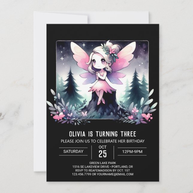 Nature Whimsy Fairy Birthday Invitation (Front)