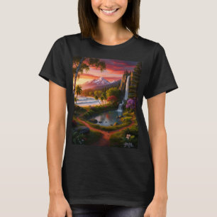 Nature Wilderness Ocean Mountains Waterfall Pond T-Shirt