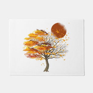 Nature Wildlife Full Moon Tree Flock Of Birds Fore Doormat