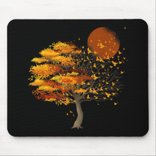 Nature Wildlife Full Moon Tree Flock Of Birds Fore Mouse Mat