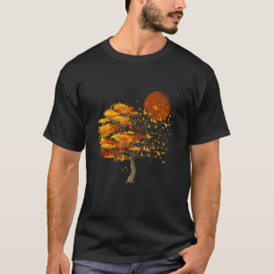 Nature Wildlife Full Moon Tree Flock Of Birds Fore T-Shirt