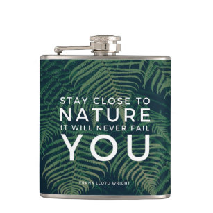 Nature Will Never Fail You Quote Palm Tree Hip Flask