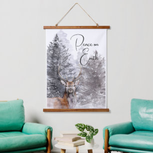 Nature Winter Scene Peace on Earth Hanging Tapestry