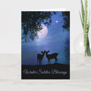 Nature Winter Solstice Blessing Cards with Moon