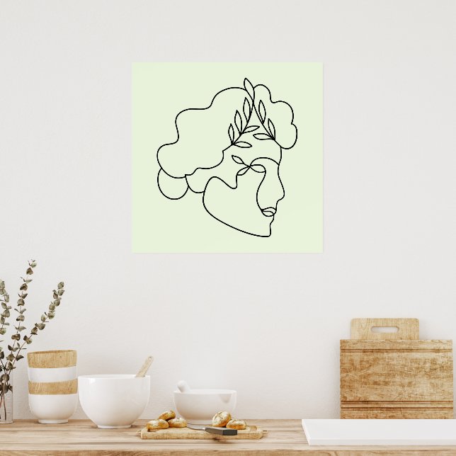 Nature Within – Abstract Botanical Face Line Art Poster (Kitchen)