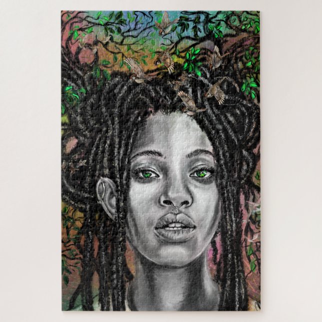 Nature Woman and Birds Jigsaw Puzzle (Vertical)