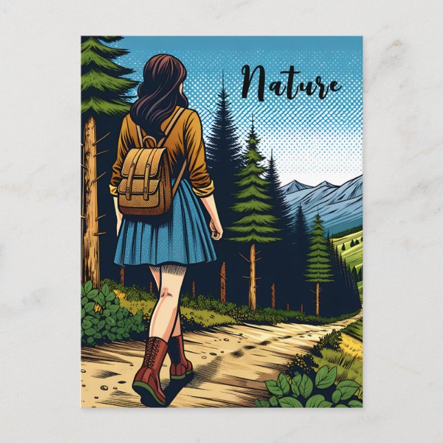 Nature | Women Hiking down a Trail Postcard (Front)