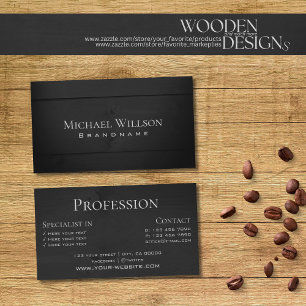 Nature Wood Grain Black Wooden Boards Look Modern Business Card