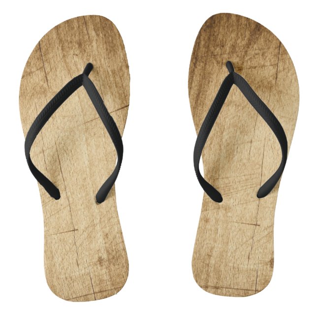 Nature Wood Wooden Board Brown Textures Flip Flops (Footbed)