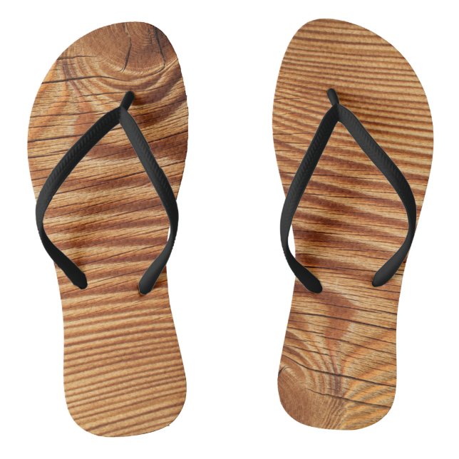 Nature Wood Wooden Board Brown Textures Flip Flops (Footbed)