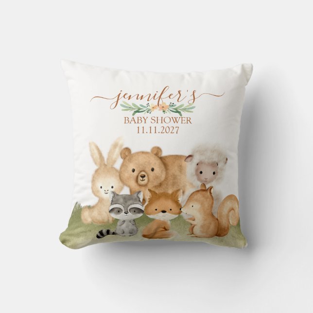 Nature Woodland Animals Baby Cushion (Front)