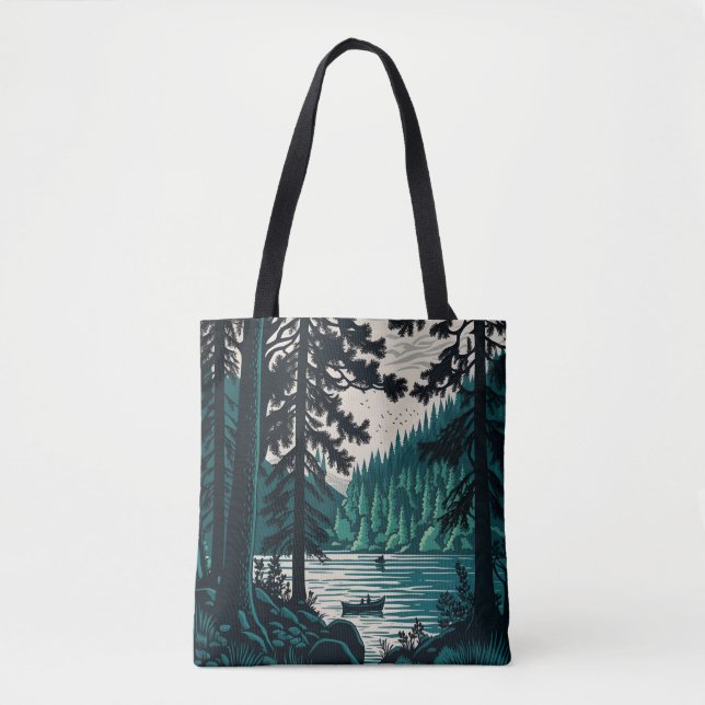 Nature Woods Lake Forest Northern Landscape Tote Bag (Front)