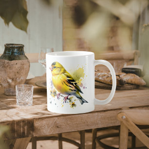 Nature Yellow Bird Watercolor Coffee Mug