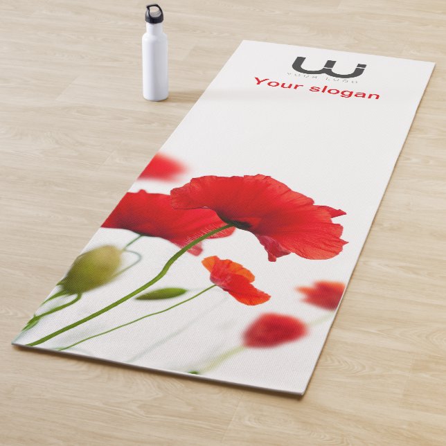 Nature yoga carpet poppy flowers. yoga mat (In Situ)