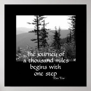 nature zen quote the journey black and white poster