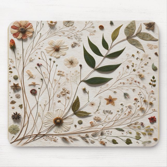 Nature's Beauty Botanical Flowers & Leaves Mouse Mat (Front)