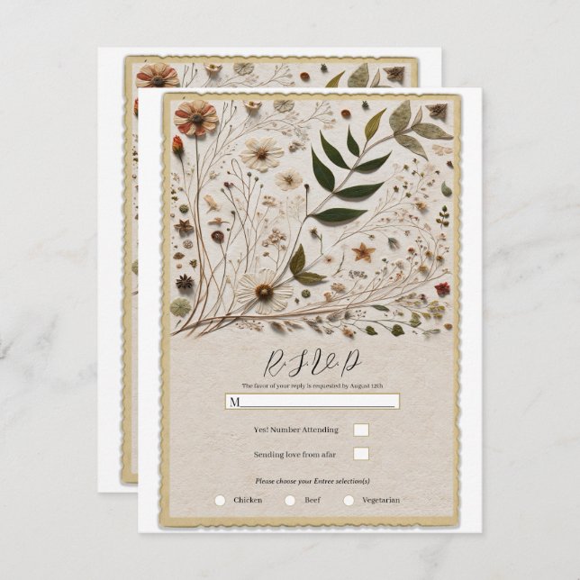 Nature's Beauty Botanical Flowers & Leaves RSVP Invitation (Front/Back)