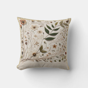 Nature's Beauty Botanical Flowers & Leaves Wedding Cushion