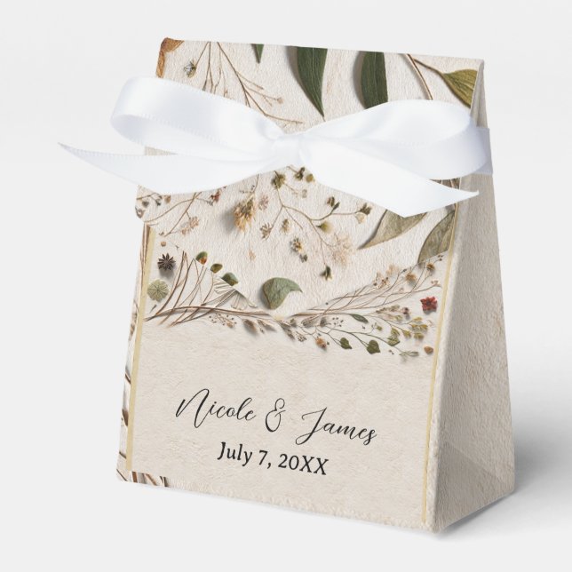Nature's Beauty Botanical Flowers & Leaves Wedding Favour Box (Front Side)