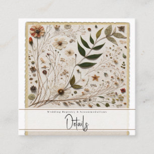 Nature's Beauty Botanical Flowers & Leaves Wedding Square Business Card