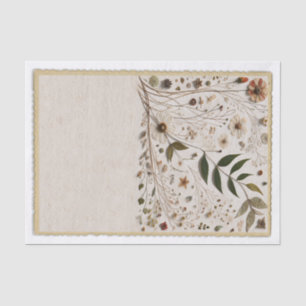 Nature's Beauty Botanical Flowers & Leaves Wedding Tissue Paper