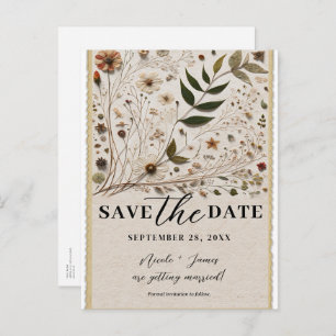 Nature's Beauty Botanical Flowers Save the Date Announcement Postcard