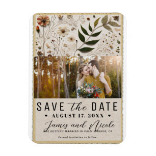 Nature's Beauty Botanical Flowers Save the Date Magnet