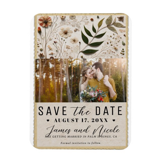 Nature's Beauty Botanical Flowers Save the Date Magnet (Vertical)