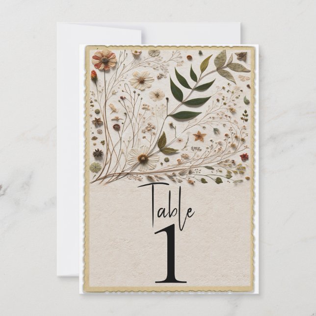 Nature's Beauty Botanical Flowers Table Number (Front)