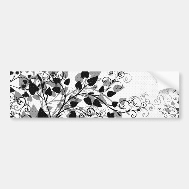 Natures Black White Floral bumper sticker (Front)