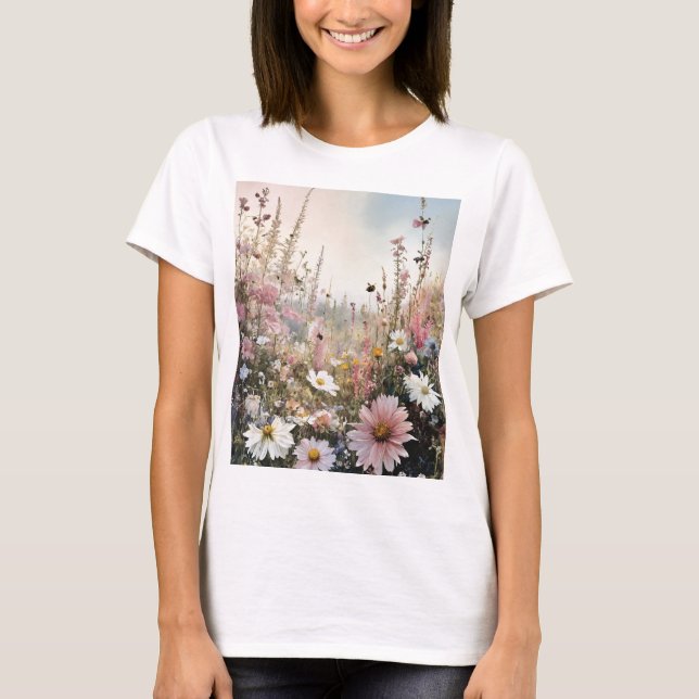 "Nature's Blossom: Floral T-Shirt for Sale" (Front)