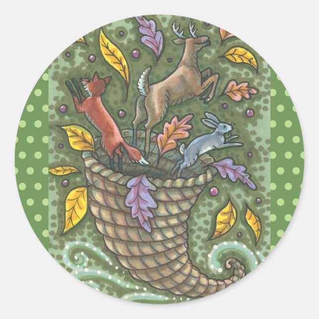 NATURE'S BOUNTY WILDLIFE CORNUCOPIA STICKERS Round (Front)