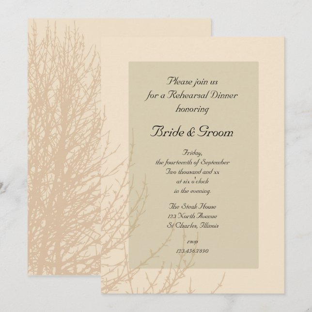 Nature's Branches Wedding Rehearsal Dinner Invitation (Front/Back)