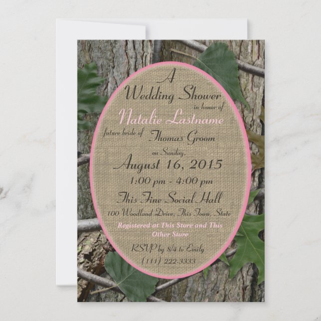 Natures Camouflage Bridal Shower Pink Invitation (Front)