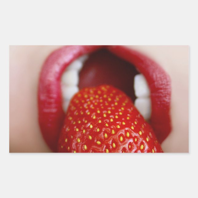 Nature's Candy - Woman Eating Strawberry Rectangular Sticker (Front)