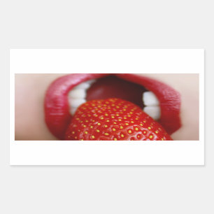 Nature's Candy - Woman Eating Strawberry Rectangular Sticker