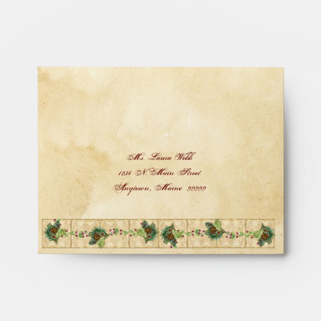 Nature's Christmas Magnolia Wreath n Pine Boughs Envelopes (Front)