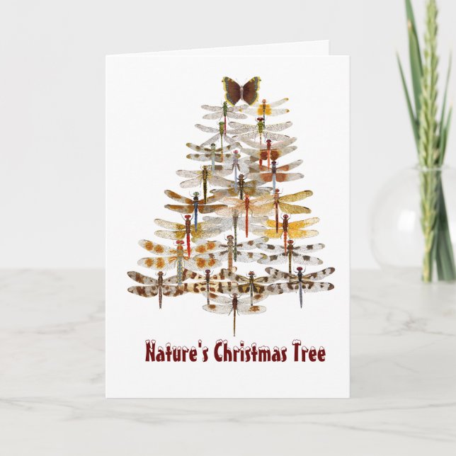 Nature's Christmas Tree- Dragonflies Holiday Card (Front)