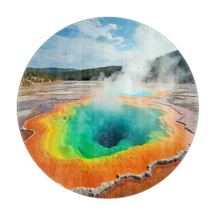 Nature's Colourful Hot Spring Art Cutting Board