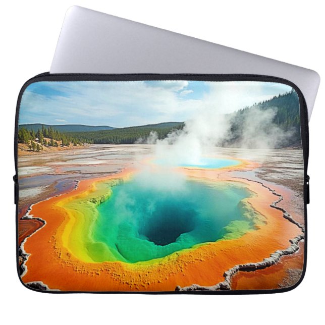 Nature's Colourful Hot Spring Art Laptop Sleeve (Front)