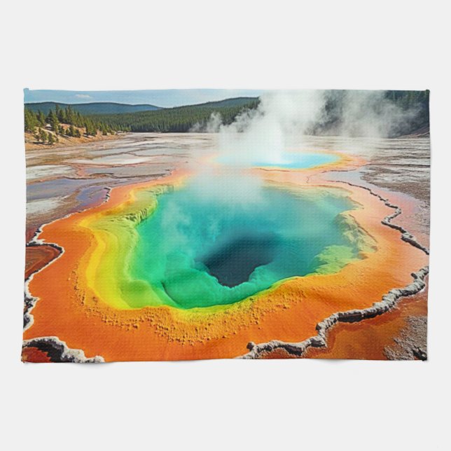 Nature's Colourful Hot Spring Art Tea Towel (Horizontal)