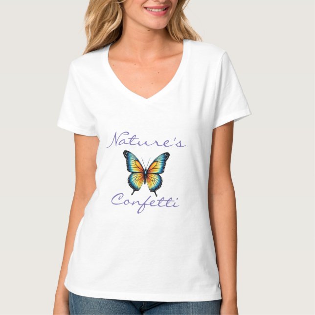  "Nature's Confetti" T-Shirt – Butterfly Design (Front)
