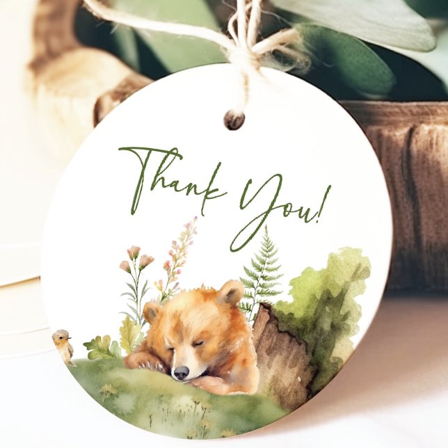 Nature's Delight Bear Baby Shower Favour Gift Tag (Creator Uploaded)