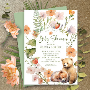 Nature's Delight Bear Baby Shower  Invitation