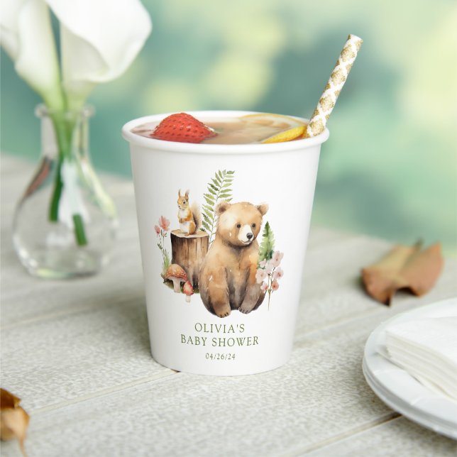 Nature's Delight Bear Baby Shower Paper Cups (Insitu)